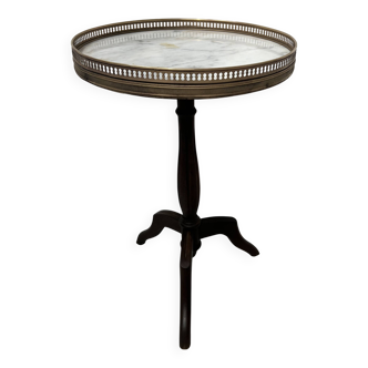 Guéridon de style Louis XVI Bout de canapé en hetre et marbre