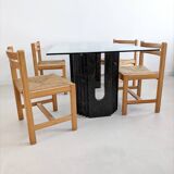 Glass & Black Marble Dining Table by Carlo Scarpa for Cattelan 1970's
