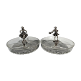 Old small glass and tin servants.