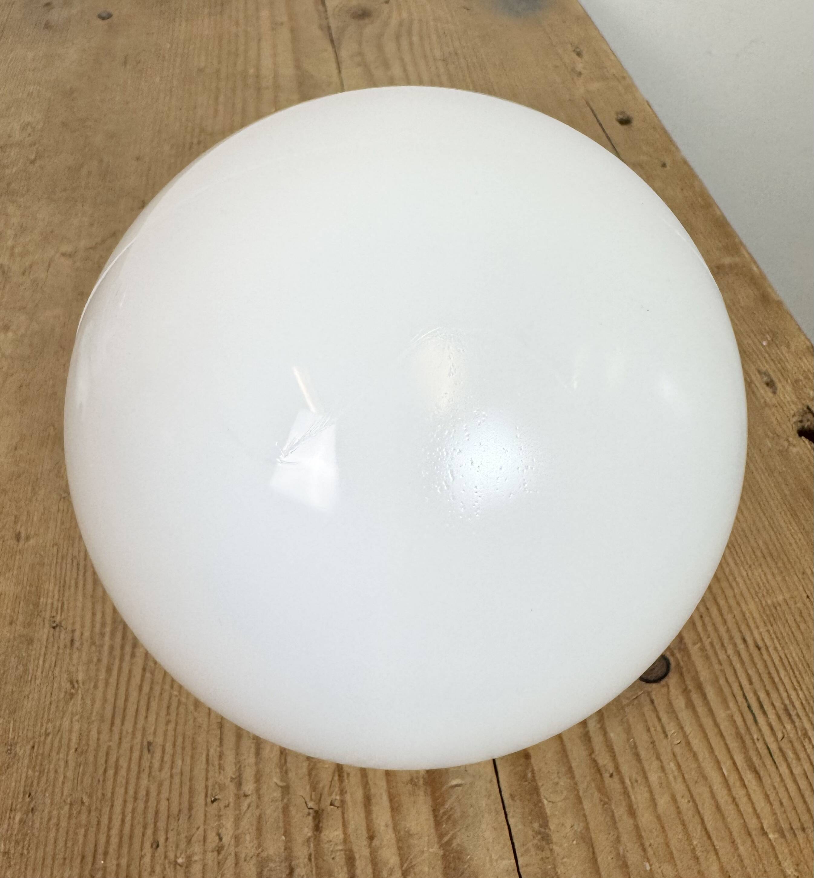 Vintage Porcelain Ceiling Light with Milk Glass , 1950s