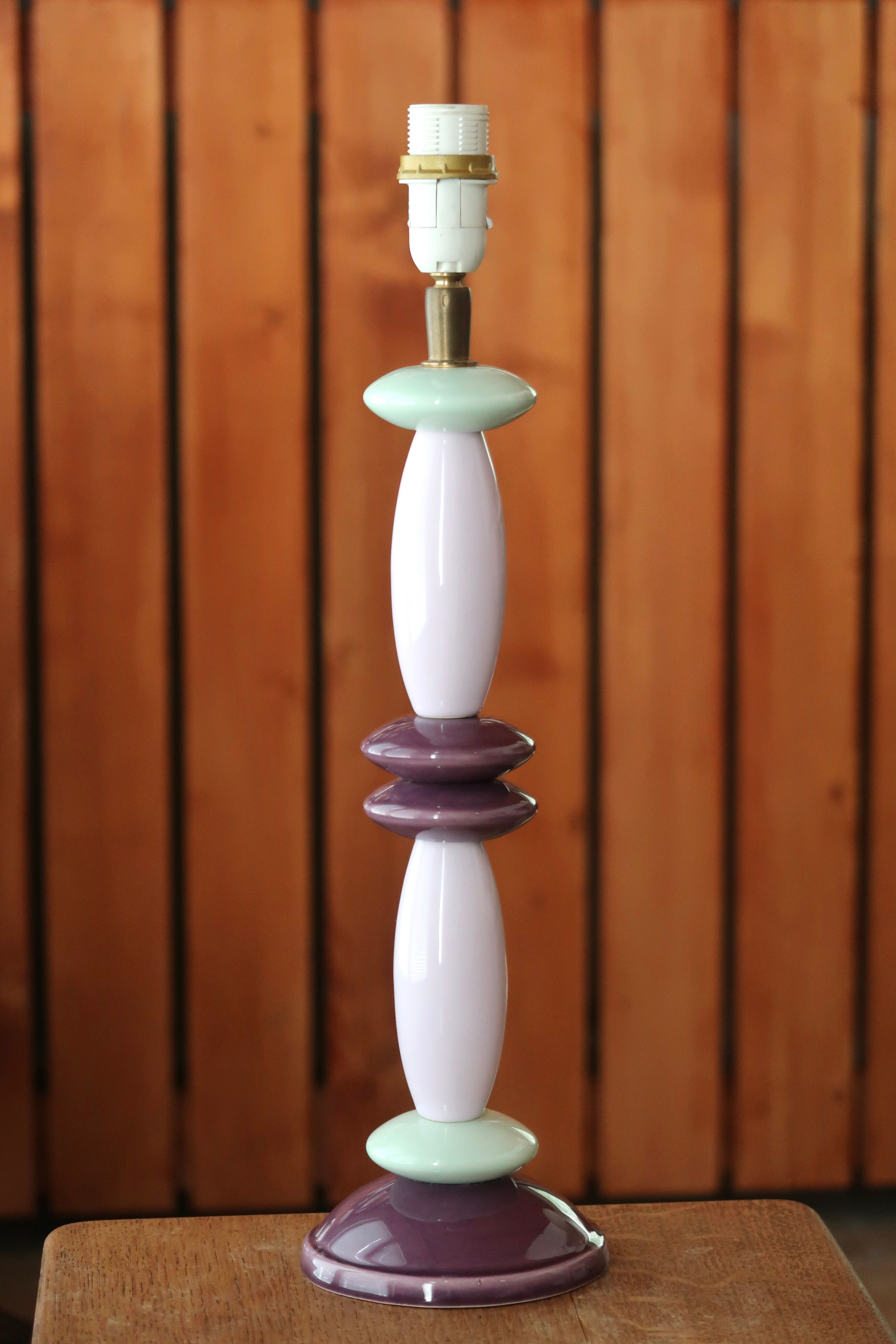 Ceramic column lamp pastel tones, 90s