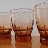 Set of 4 water glasses from the 30s smoked pink