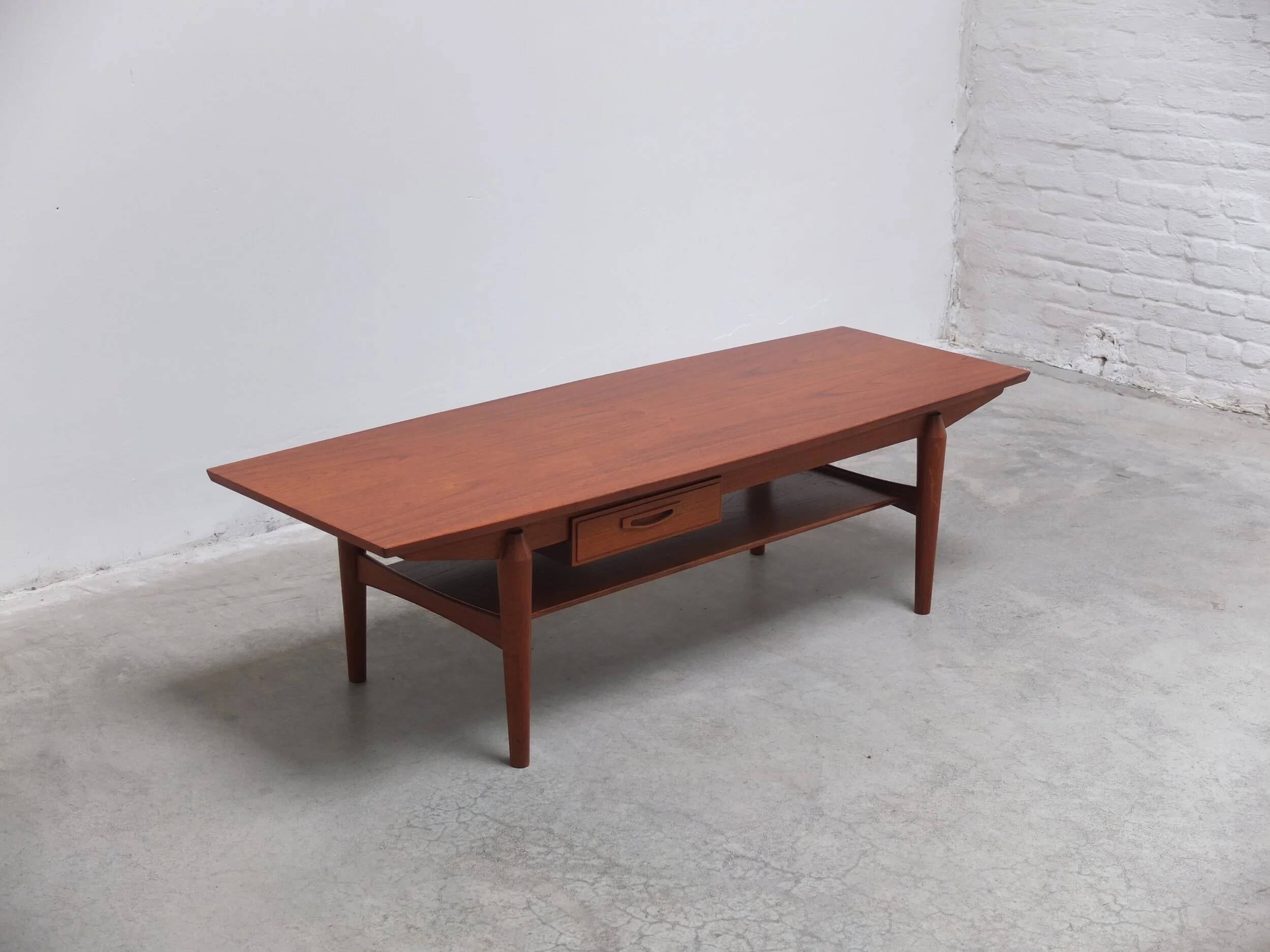 Large coffee table with magazine rack by O.M.F., 1960s