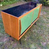 Sideboard with green sliding doors, circa 1950