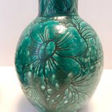 Pair of Handcrafted Green Ceramic Vases by Fanciullacci, Italy