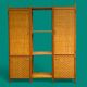 Bamboo cabinet woven and modular pine vintage 1960
