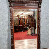 Renaissance mirror in solid oak with brown patina circa 1850, 165x97 cm