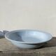 Round, flat, sky-blue ceramic salad bowl from Moulin des Loups