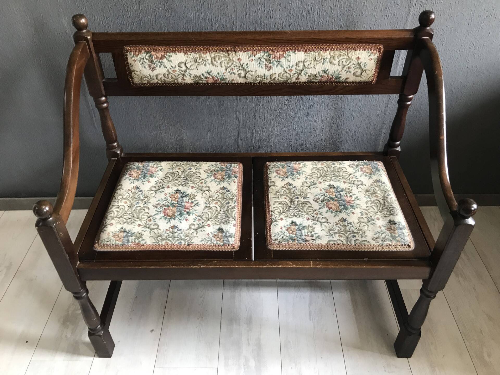 Vintage Antique Hall Bench 2-Person