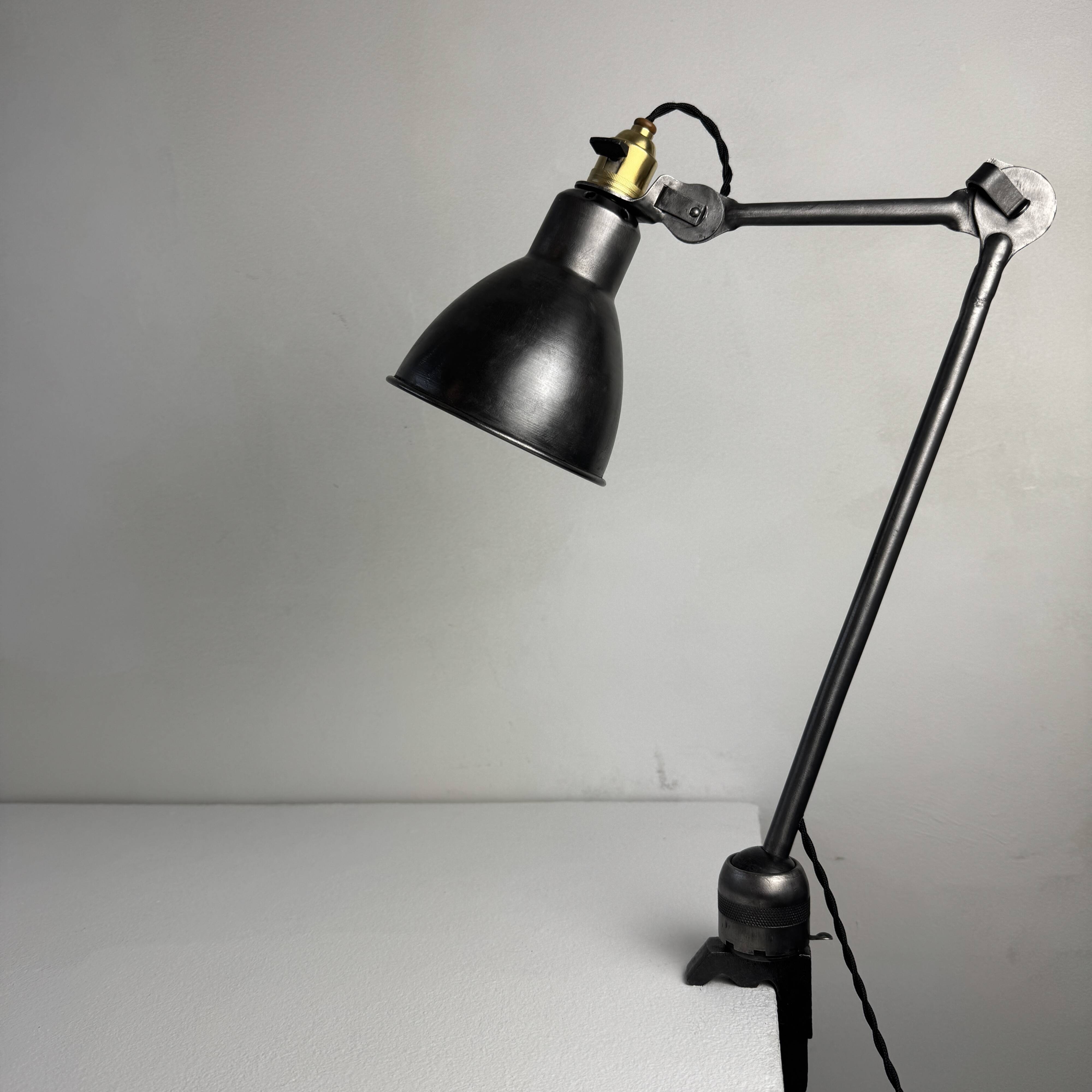 Old industrial clamp lamp "Gras Ravel" no. 204 semi-fixed