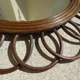 Vintage rattan mirror flower year 60
