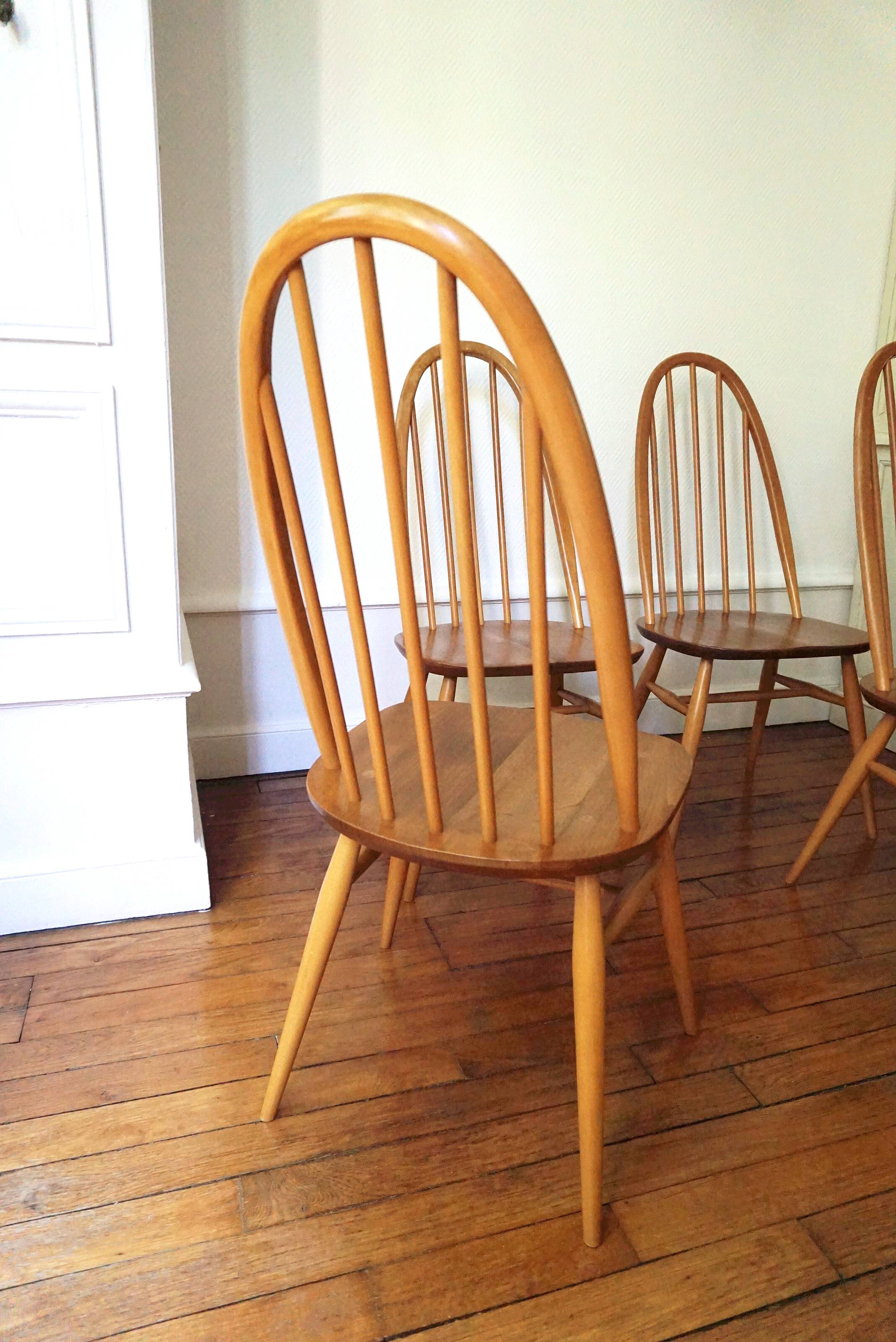 4 Ercol chairs natural wood