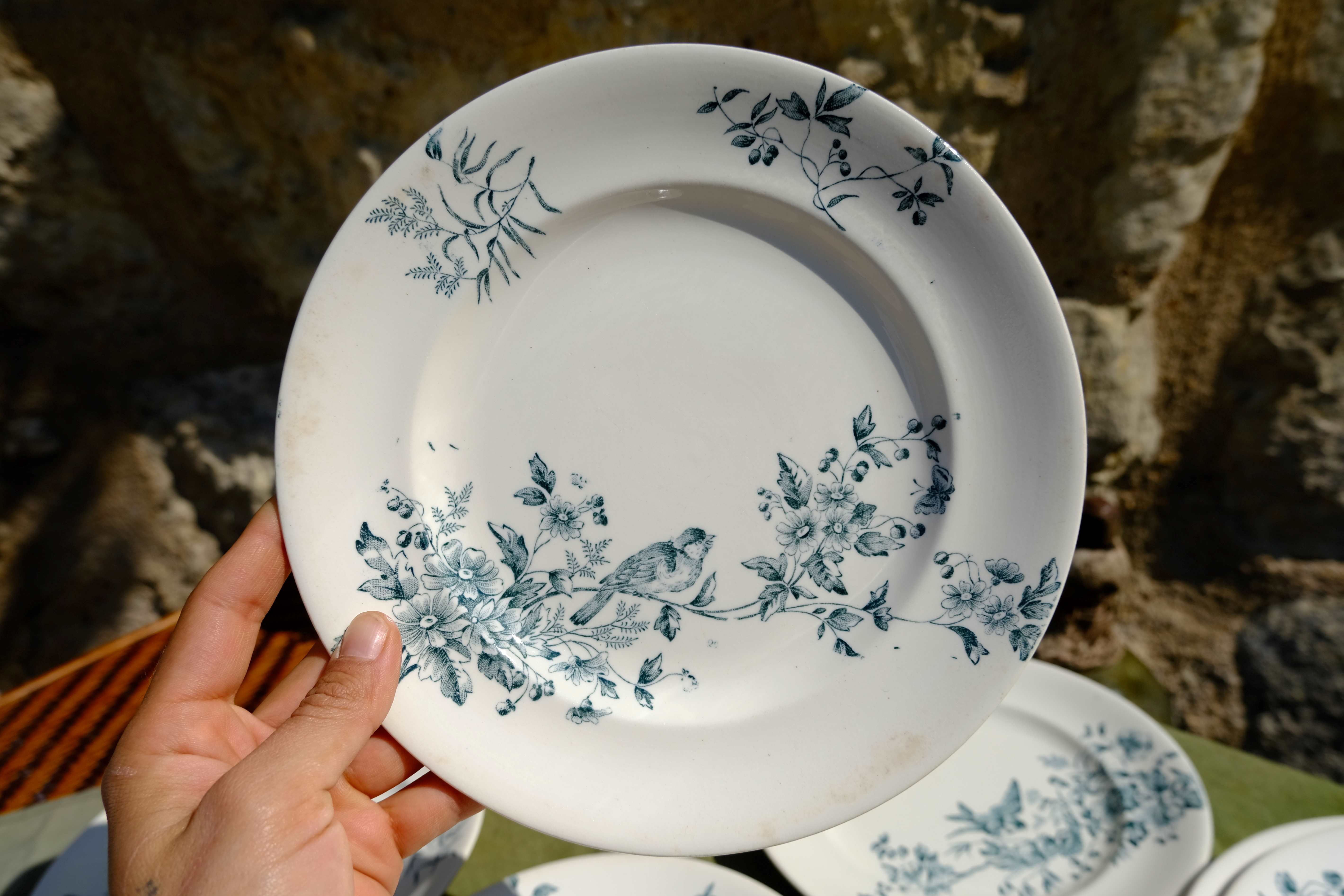 Mignon plates in Longwy earthenware
