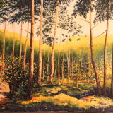 Tableau paysage impressioniste, forêt de fontainebleau