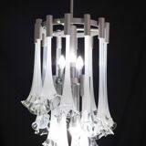 Great Design Murano Glass White Chandelier “Calle” by Venini, 1970