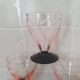 Verre Art déco gravé rose et noir