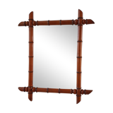 Wooden barber mirror bamboo effect 60s-70s