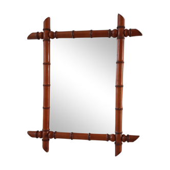 Miroir de barbier en bois effet bambou années 60-70