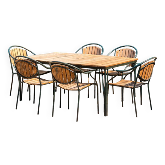 Lothar garden set in teak and metal – Table + 6 chairs