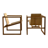 Pair of handmade wooden armchairs