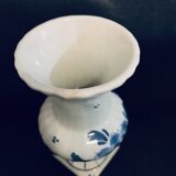 Petit vase 15cm signé delft blue 1960 base carrée peint main fleur faïence vintage ancien