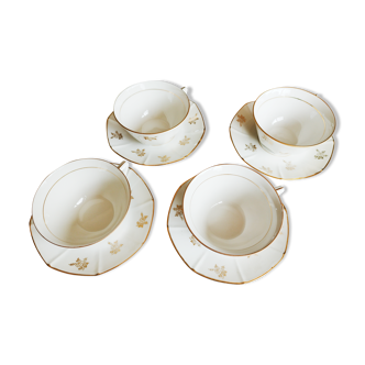 Set of 4 white porcelain cups
