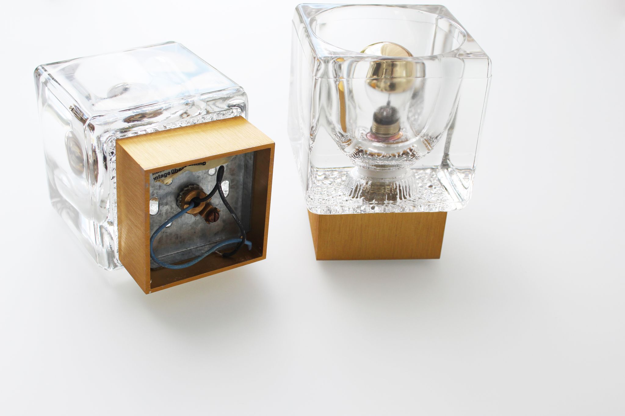 Set of brass and crystal sputnik wall sconces by Peill & Putzler, Germany 1970's