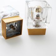 Set of brass and crystal sputnik wall sconces by Peill & Putzler, Germany 1970's