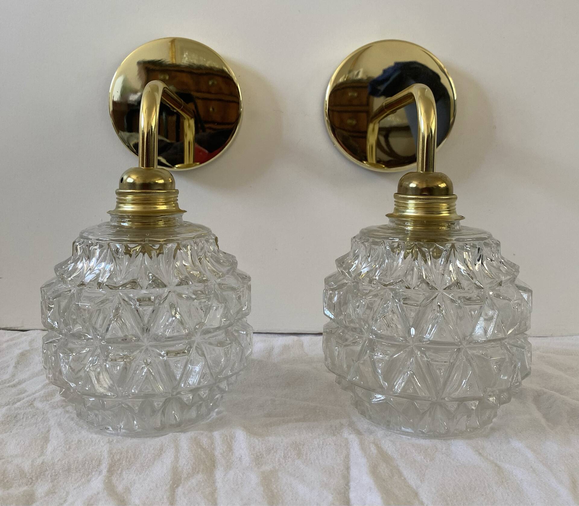 Pair of vintage globe wall sconces
