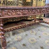 Office style Louis XIII solid oak carved restored