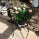 Plant holder "chair" in wrought iron and earthenware / vintage 60s-70s