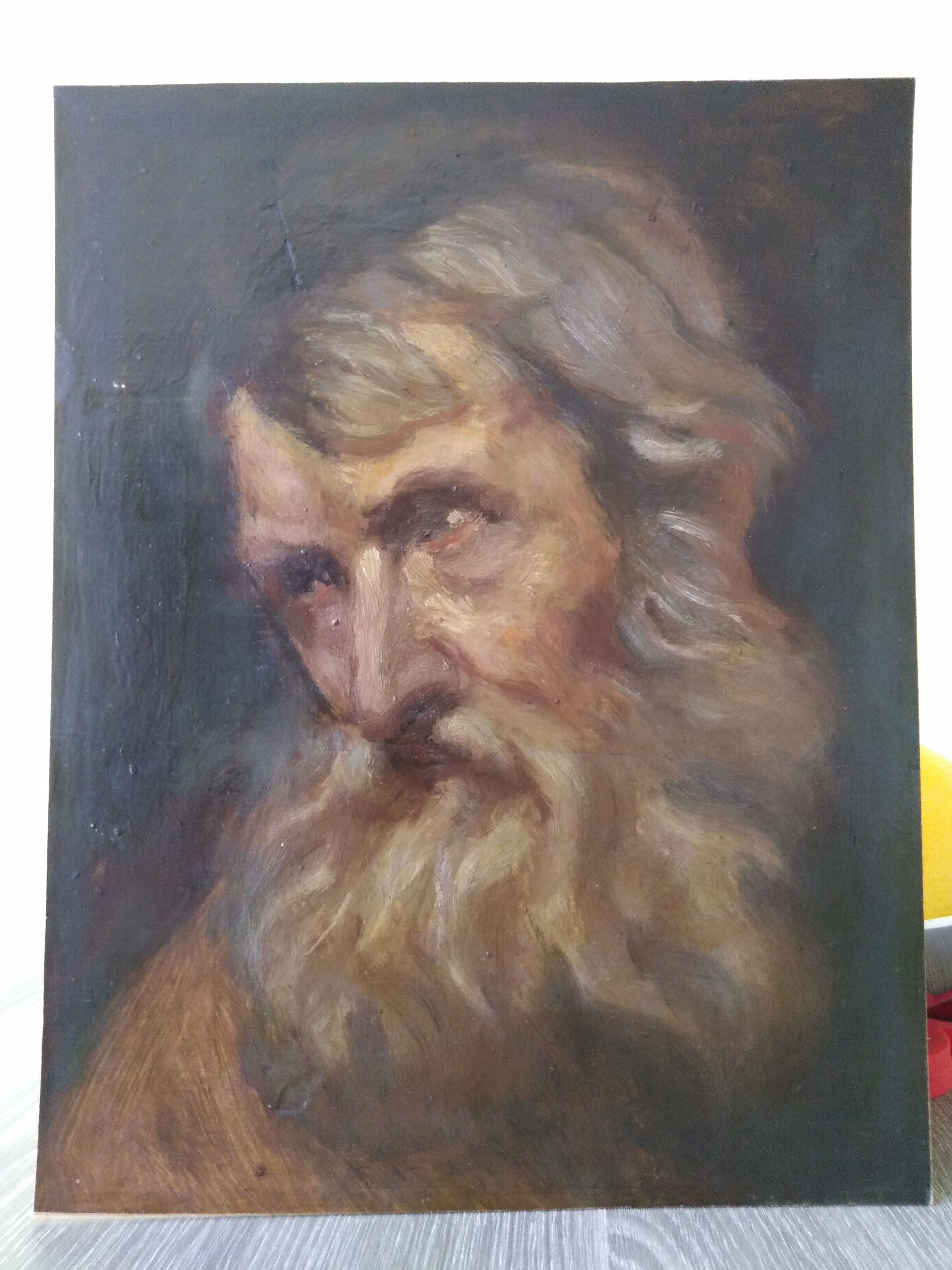 Oil on Panel portrait 1861 Spanish School