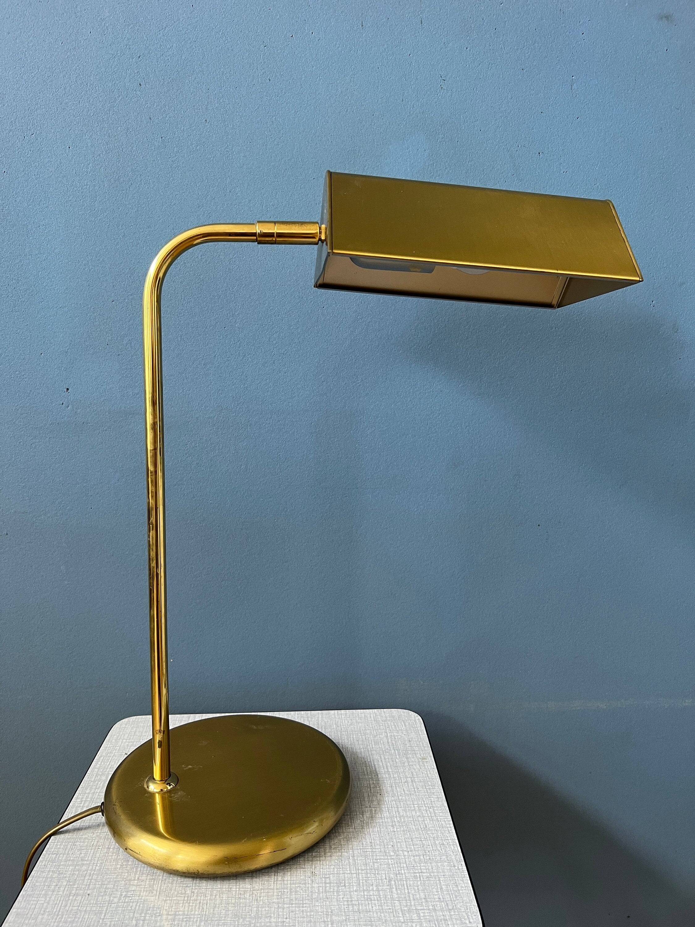 Mid-Century brass desk lamp - Bauhaus style table lamp - gold lamp