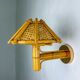 Rattan bamboo wall light with woven wicker shade, Italy, 1960s