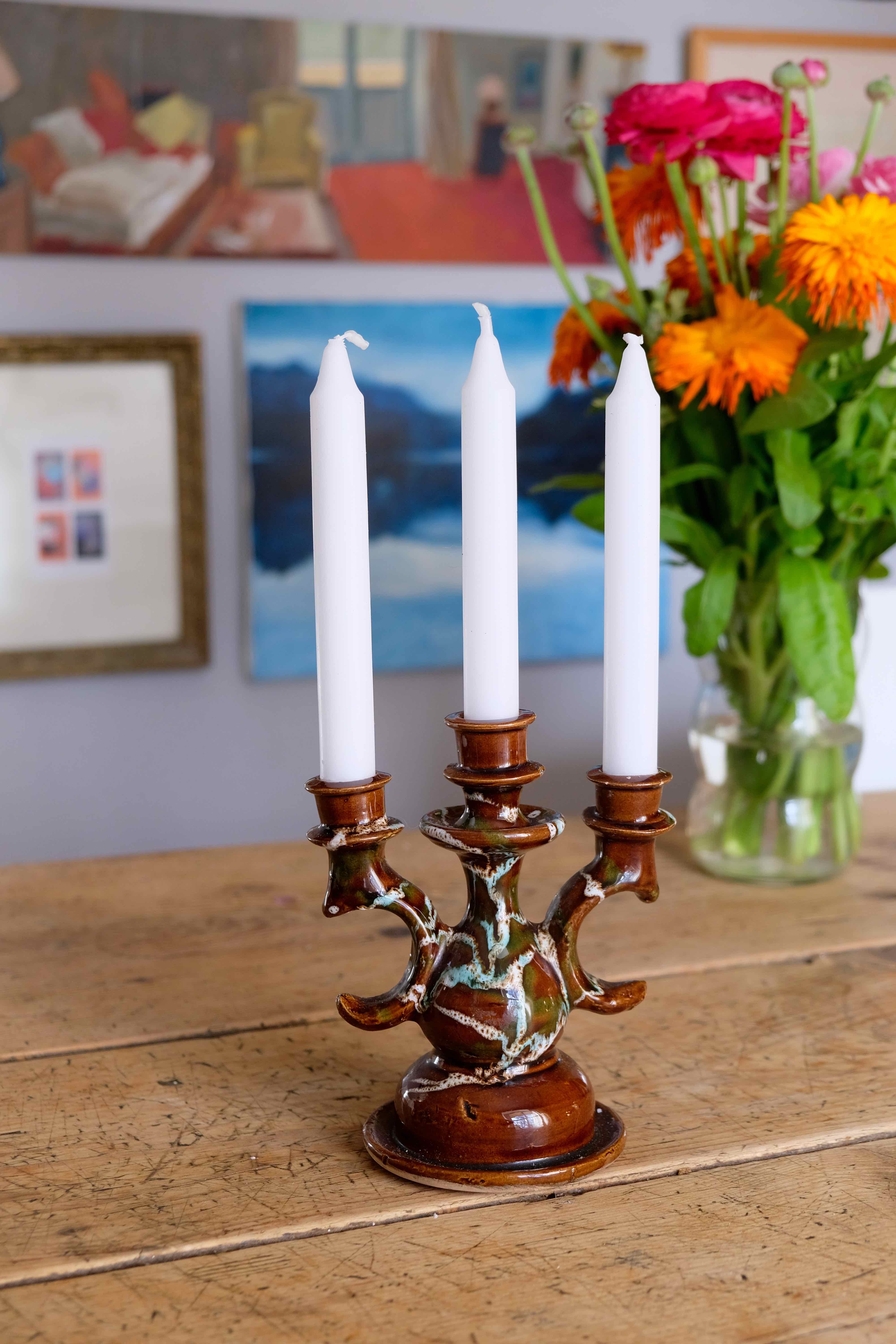 Candlestick three ceramic branches Vallauris the 1950s vintage