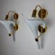 Pair of white fleur-de-lis wall lights, Murano glass, Italy, 1970