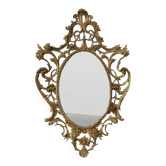Miroir ovale en métal doré de style rococo, Italie, 20e siècle