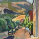 Huile sur toile originale suédoise – « Ville » par Kjell Wijgard vintage et encadrée – 52 × 44 cm (20,5" × 17,3")