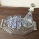 Liquor set with tray, decanter and glasses