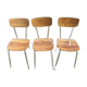 Chaises en formica effet bois 70s