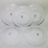 Set of 5 flat plates in St Amand earthenware, Valérie model, Ironstone