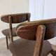 Set of 3 Vintage Wooden Dining Chairs with Brown Leather Seats / Mid-Centur