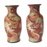 Paire vase balustre aux dragon grès de bien hoa vietnam indochine, asie