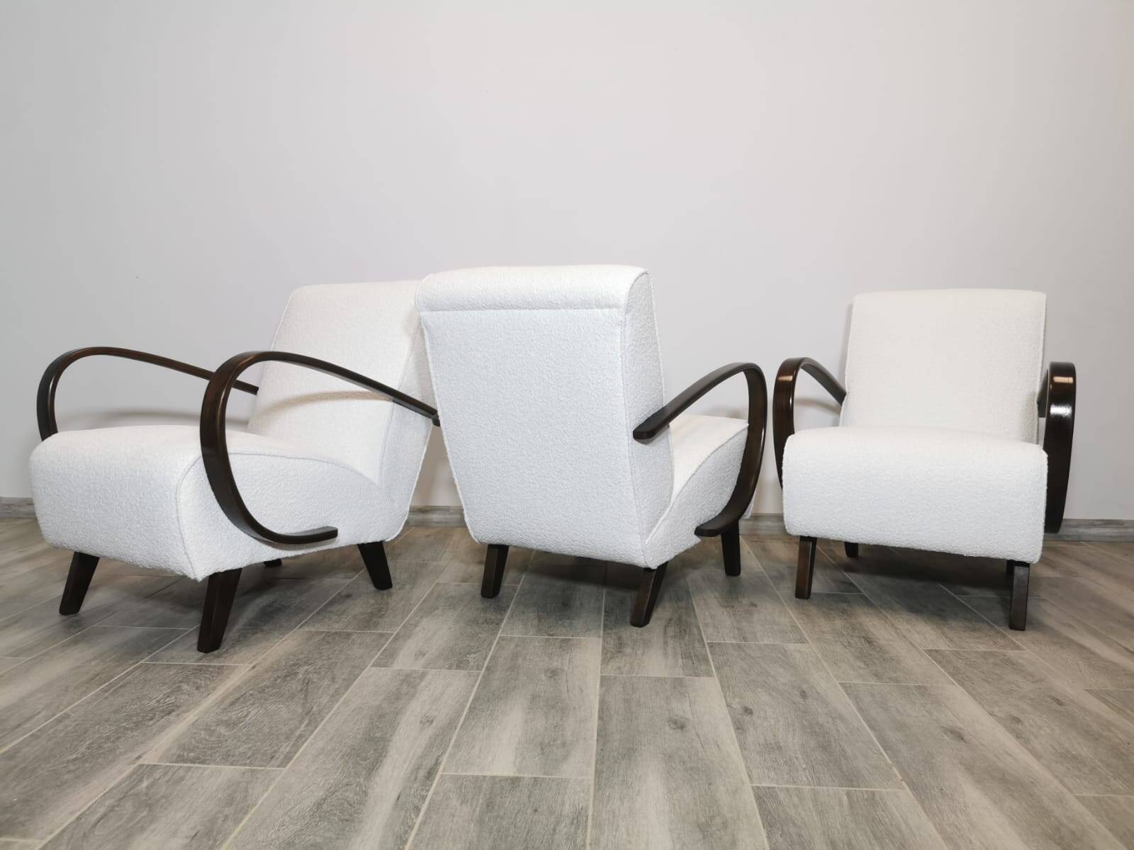 Set de 3 fauteuils par Jindrich Halabala, 1940s
