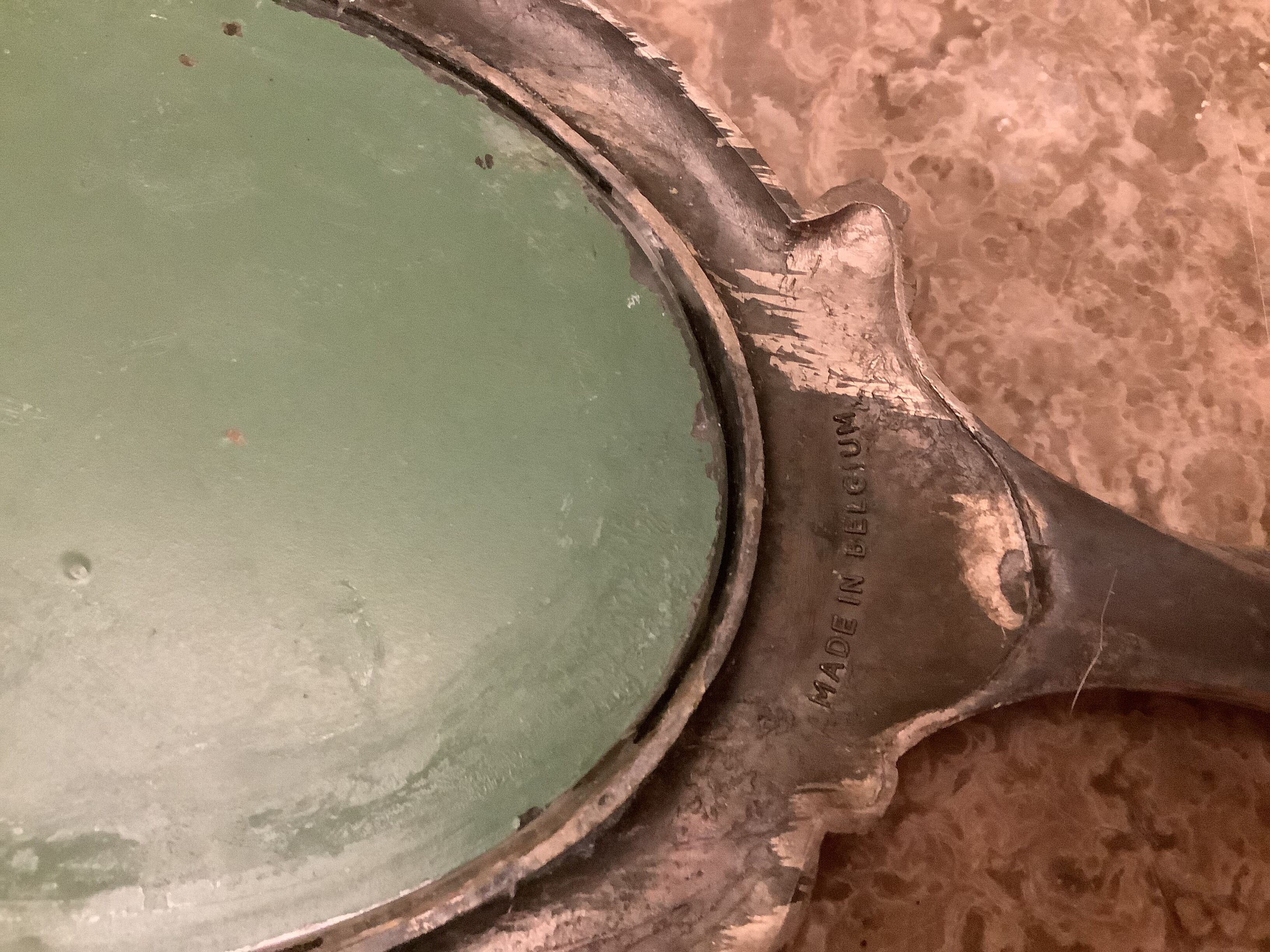 Silver hand mirror made in Belgium