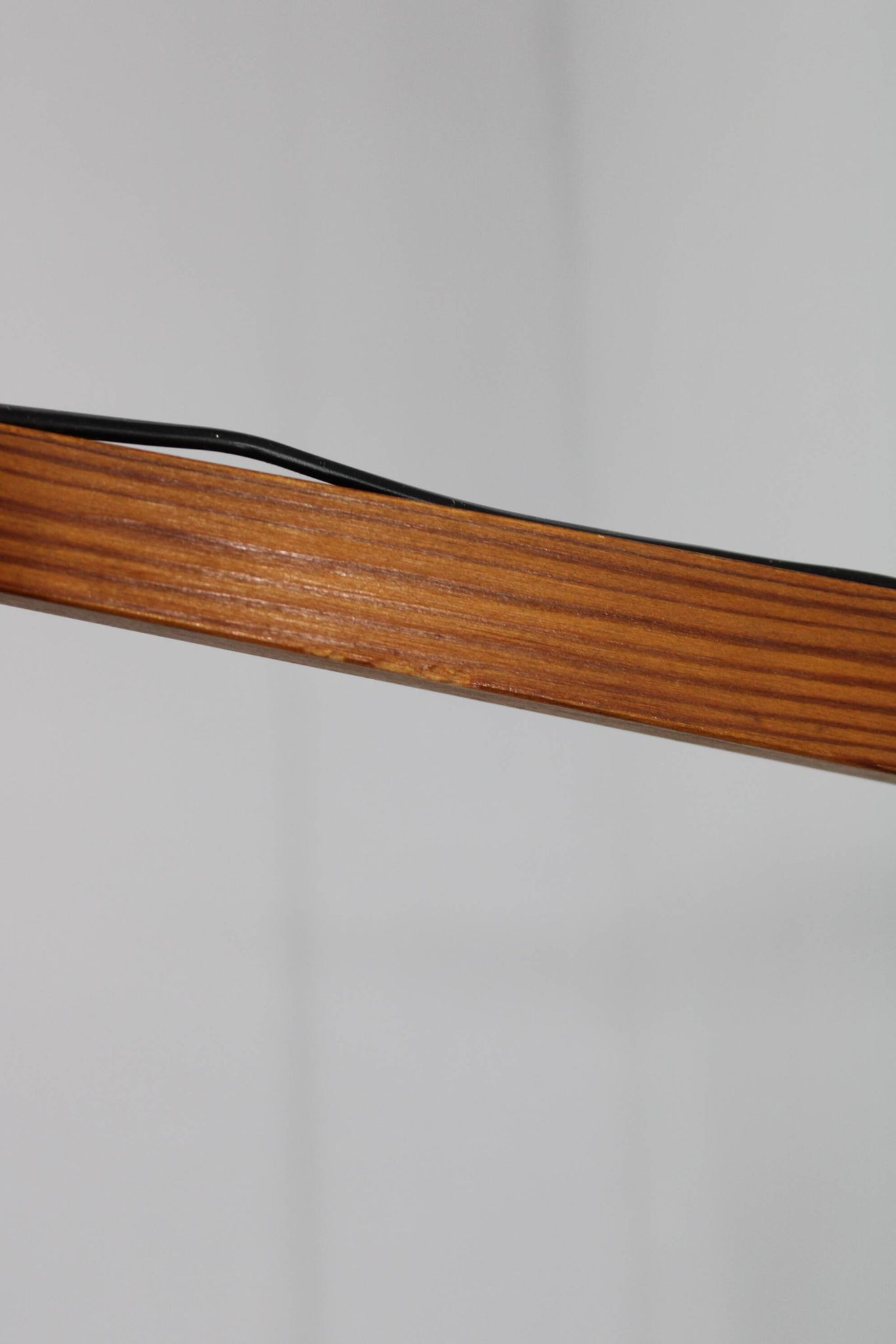 Adjustable mid-century wooden wall lamp with rattan shade, 1970s