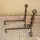 Andirons cast iron and brass ball