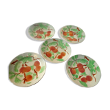 Lot 5 assiettes a dessert anciennes barbotine st clement decor peaches