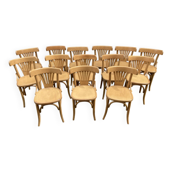 Chaise bistrot viennoise en bois courbé Fischel 1980