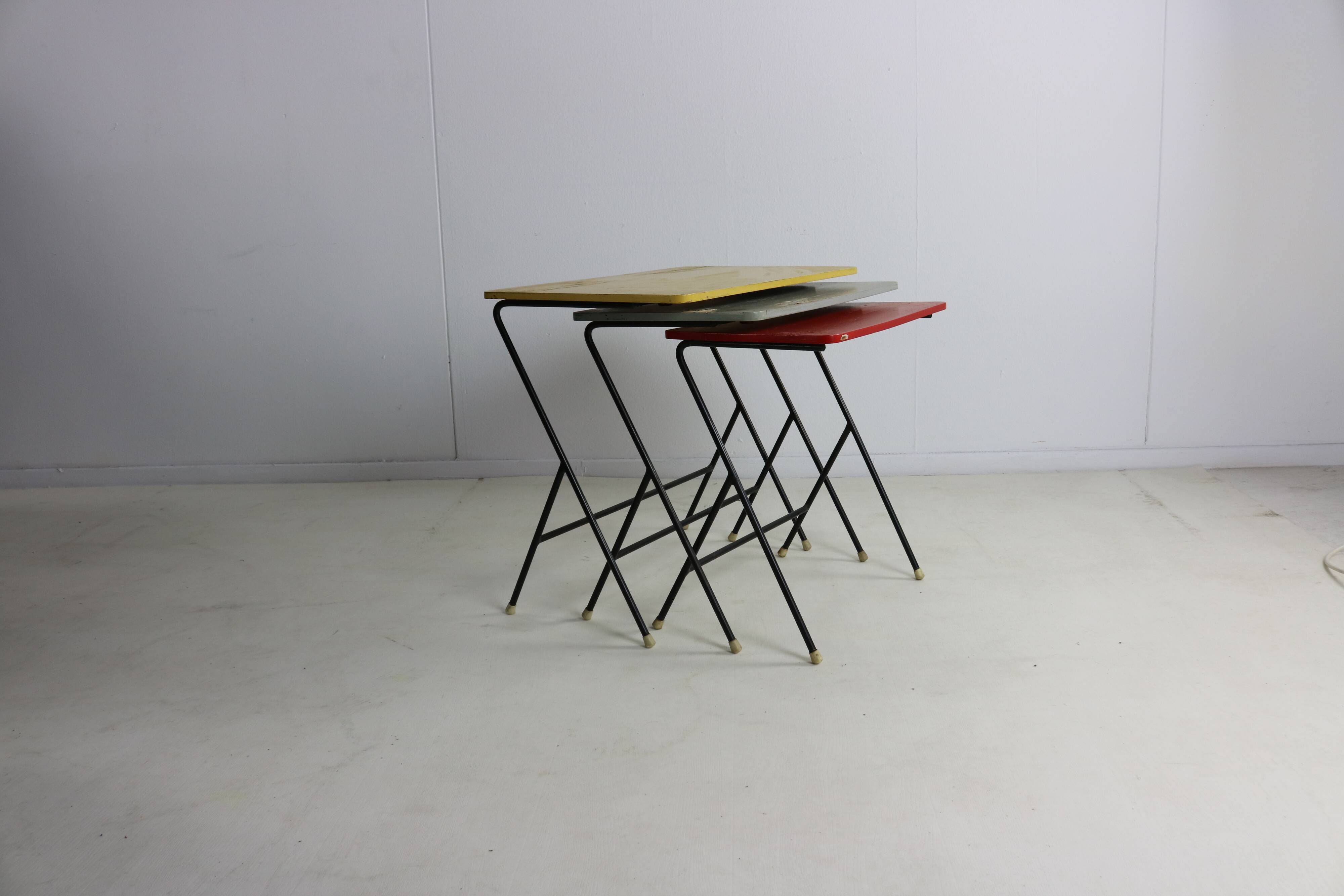 Set of fifties dutch design colorful nestingtables